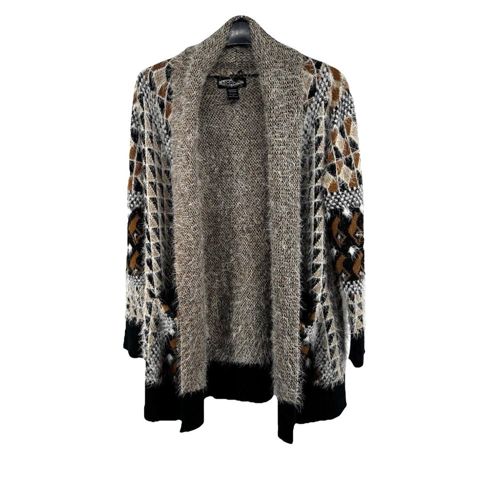 Oliver Women’s Size Small Sweater Cardigan Soft Aztec Print Open Front Eyelash